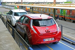 Two Nissan Leafs on SNCF Auto-Train