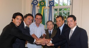 Rio welcomes Formula E - Lucas di Grassi, Alejandro Agag, Mr. Eduardo Paes, Jean Todt, Mr. Sergio Cabral and Enrique Bañuelos