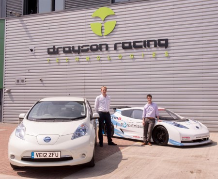 Gian Avignone from Drayson Racing Technologies with Dave A. Roberts from EA Technology with a Nissan LEAF being used for My Electric Avenue trials, together with Nissan’s zero emission LEAF NISMO RC racing car.