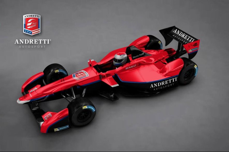 The Spark-Renault SRT_01E Formula E car with the Andretti Autosport livery.