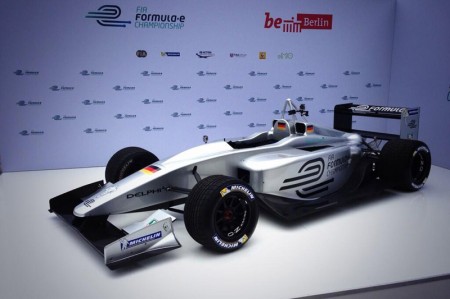Formula E Race Car on stand at Berlin 11th July 2013