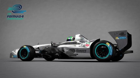 New Formula E car - 3D rendering - Side View