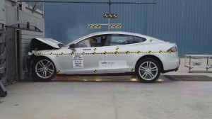 Tesla Model S during front impact crash test