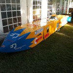 Electric Streamliner World Land Speed Record Contender "E=motion" outside the marquee at Beaulieu ahead of it's sale