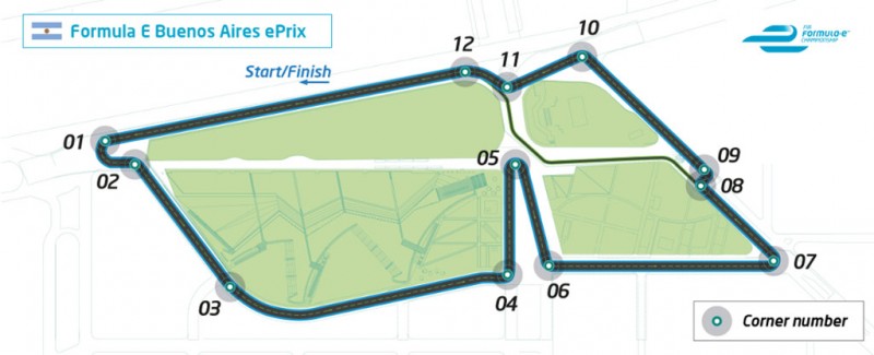 The track layout situated in the popular, modern Puerto Madero district