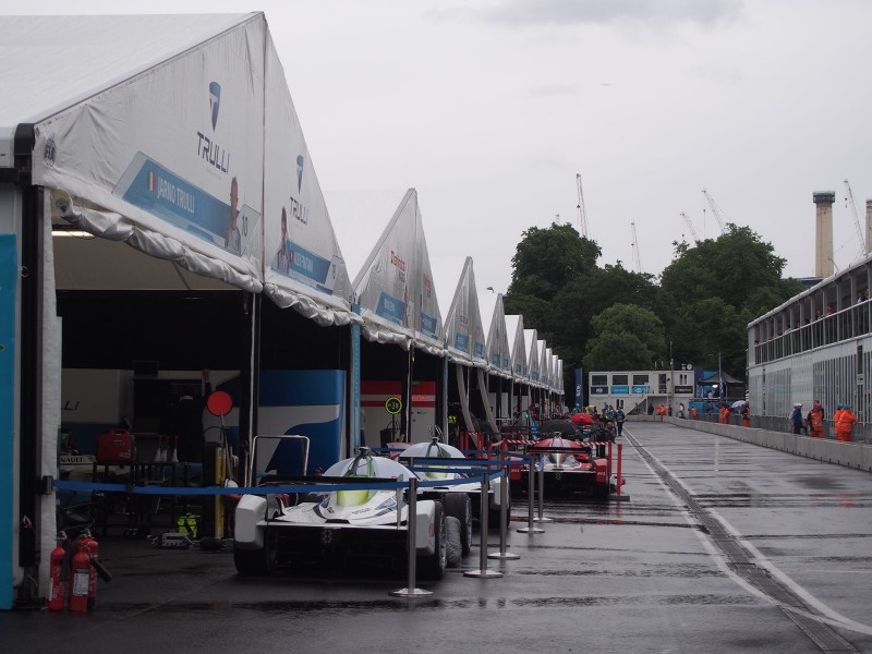 Heavy rain falls upon Battersea Park - Formula E London ePrix 28 June 2015 - AutoVolt