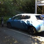 Nissan Leaf OY16XLO at Waitrose Source East charge point